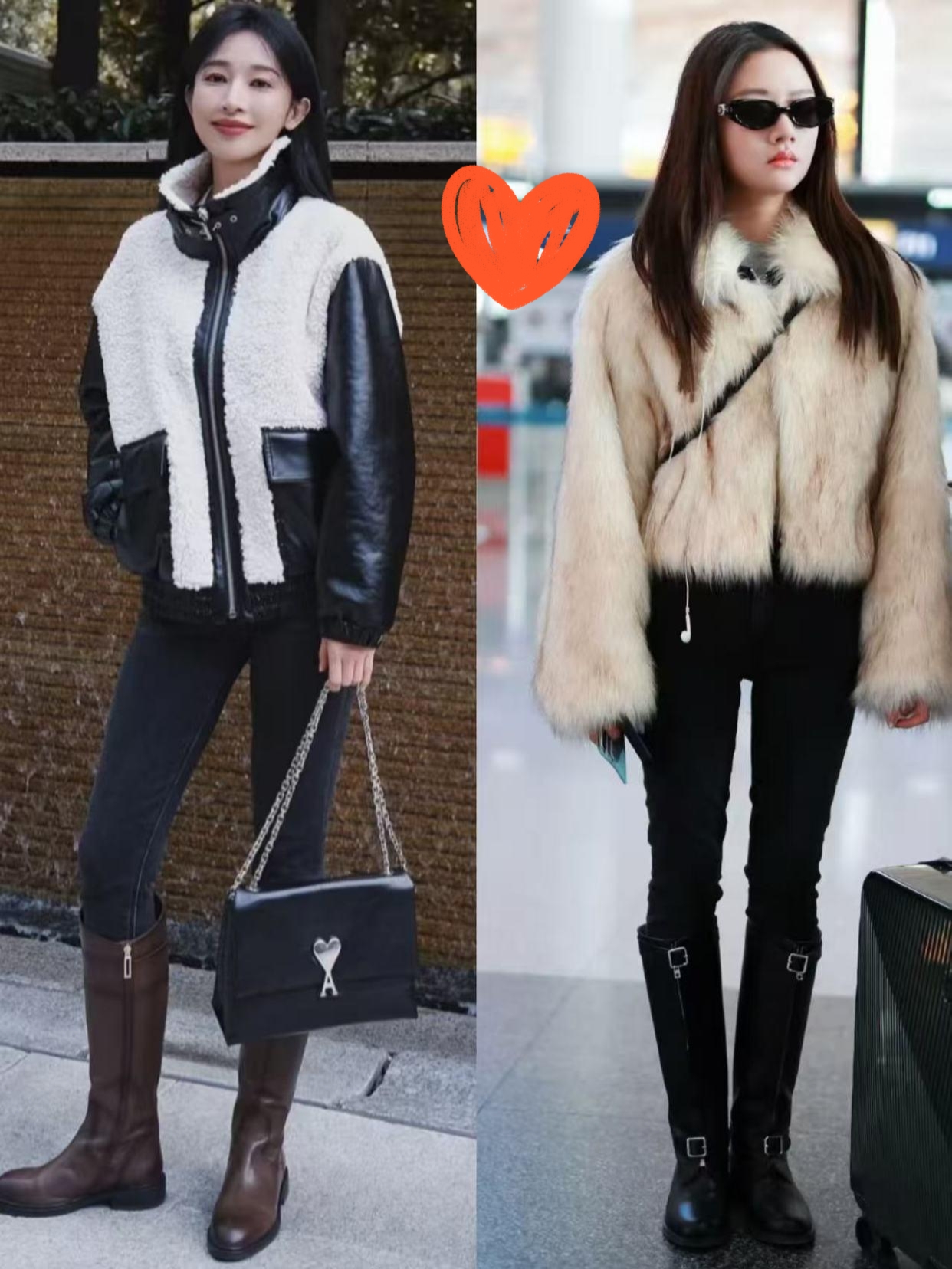 长靴女明星_冬季穿搭短外套修身长裤长筒靴_杨幂时尚搭配技巧